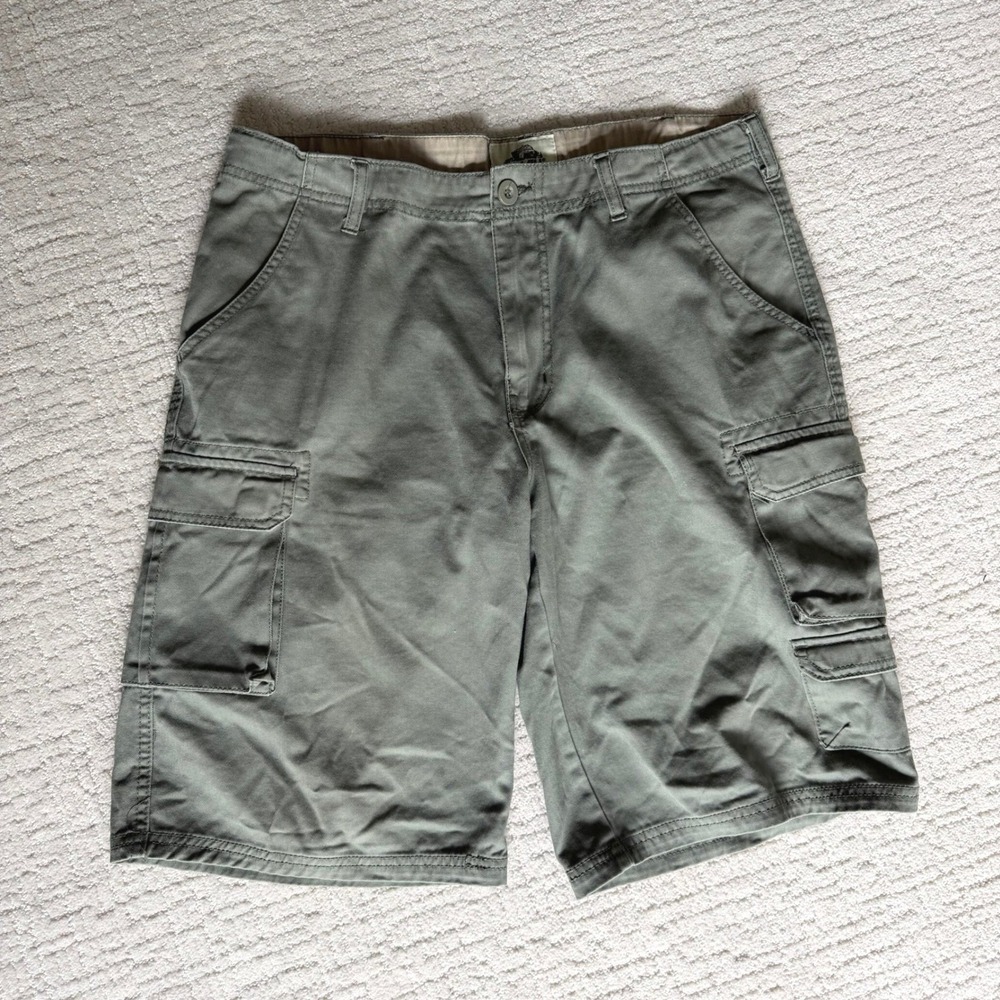 Old Mill Mens Cargo Shorts Olive Green 100% Cotton Multi Pocket Hiking Work 34